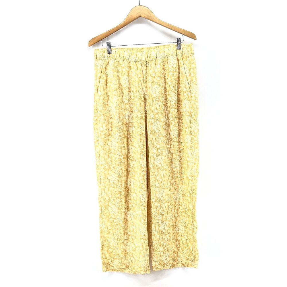 Patagonia Womens Large Yellow Floral Linen Blend Pants Lightweight Casual Autumn